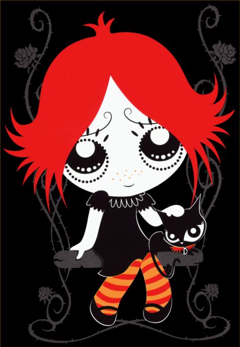 Ruby Gloom Ruby Gloom, A Black, Red Hair, A Girl, Black Cat, Ruby, Red, Hair, Black