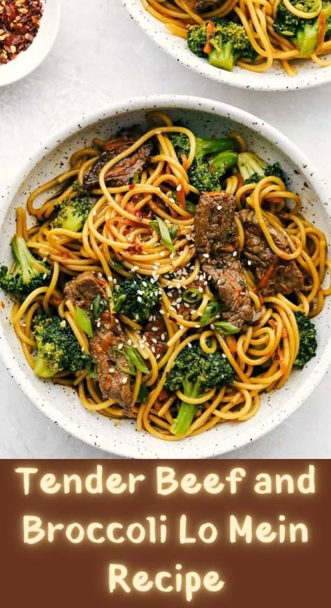 Beef And Broccoli And Noodles, Beef And Broccoli Lo Mein Recipe, Garlic Beef And Broccoli Noodles, Beef Abd Broccoli Recipe, Beef And Brocolli Lo Mein, Beef Low Mein Recipe, Beef Lomein Noodle Recipes, Broccoli Beef Noodles, Easy Beef Lo Mein Recipe