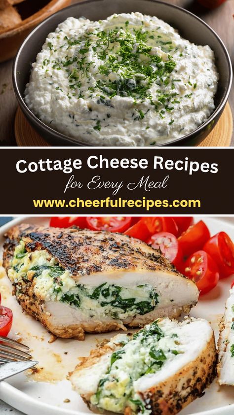 🥄 Looking for delicious ways to add cottage cheese to every meal?

From fluffy pancakes to creamy stuffed chicken and even smoothies, these recipes will change how you think about this protein-packed ingredient! 😋

Whether you're craving savory or sweet, cottage cheese can do it all.

Get the full recipes and start cooking up something tasty!👇

#CottageCheeseLovers #HealthyRecipes #QuickMeals Cottage Cheese And Chicken Recipes, Good Culture Cottage Cheese Recipes, Recipes With Cottage Cheese Healthy, Cottage Cheese Meals, Low Carb Cottage Cheese Recipes, Cottage Cheese Smoothie Recipes, Sweet Cottage Cheese, Light Fluffy Pancakes, Cottage Cheese Smoothie