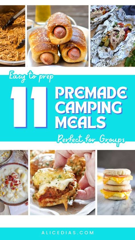 Make your next camping trip stress-free with these 11 premade meals perfect for groups. These easy-to-prepare recipes are designed to feed a crowd without the fuss. Save time and effort with these delicious options that are sure to keep everyone satisfied around the campfire. Make Ahead Campfire Meals, Best Easy Camping Meals, East Camp Meals, Premade Camping Meals Breakfast, Easy Prep Ahead Camping Meals, Side Dishes For Camping Easy, Camping Meals Without Fire, Camping Meals For 2 People, Quick And Easy Camping Dinners