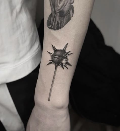 Spike Ball And Chain Tattoo, Spike Ball Tattoo, Shuriken Tattoo, Ball And Chain Tattoo, Lsd Tattoo, Fearless Tattoo, Chain Tattoo, Card Tattoo Designs, Парные Тату