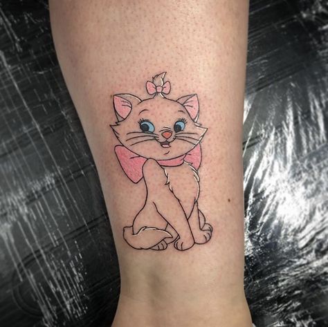 Marie Cat Tattoo, Disney Animal Tattoos, The Aristocats Tattoo, Marie Tattoo Aristocats, Marie Aristocats Tattoo, Siblings Tattoos, Aristocats Tattoo, Marie Tattoo, Tiny Disney Tattoo