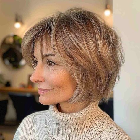 Chin-Length Haircuts in 2024 Are In! 35 Irresistible Ways to Get It Bob Hairstyles Layered, Curlie Hairstyles, Haircut Glasses, Haircut Layered, Haircut Bangs, Short Hairstyles Women, Hairstyles Layered, Chin Length Haircuts, Hair Layered