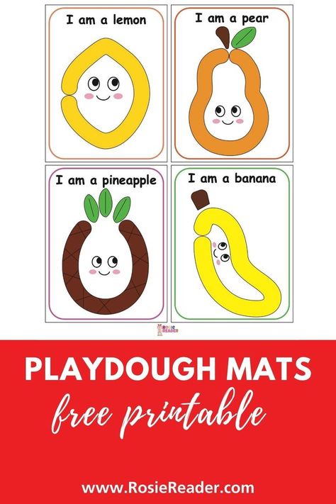 Looking for some fun playdough mats free printable? These play doh mats are FREE and are a great set of fruit theme mats! Preschool Playdough Mats, Gluten Free Playdough, Play Doh Mats, Easy Homemade Playdough Recipe, Play Doh For Kids, Play Doh Activities, Clay Activity, Printables Preschool, Playdoh Mats