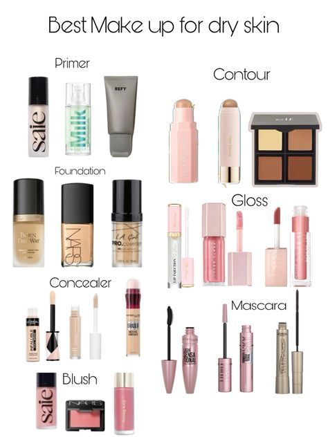 Makeup Products For Dry Skin Faces, Makeup Routine Dry Skin, Foundation For Dry Sensitive Skin, Waterproof Makeup Products, Hydrating Foundation Dry Skin, Dewy Foundation For Dry Skin, Best Makeup Products For Dry Skin, Dry Skin Makeup Products, Makeup For Dry Skin Tips