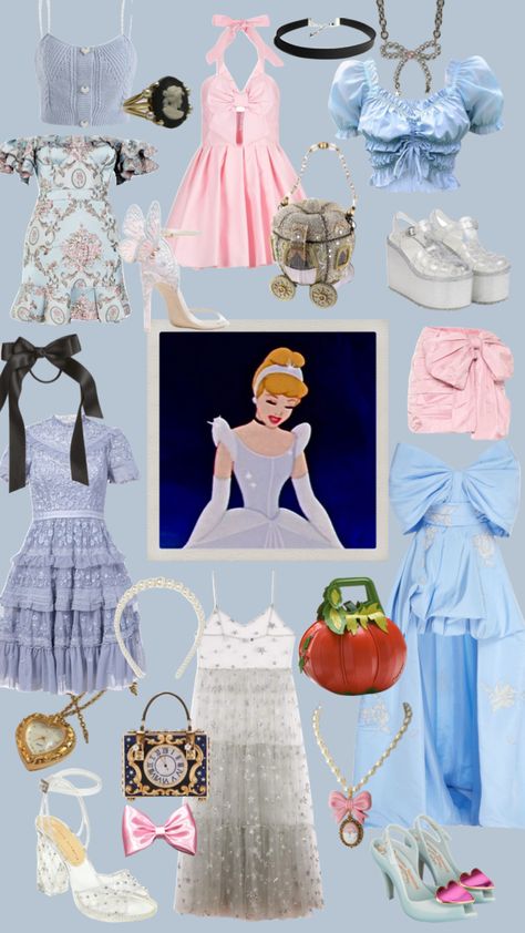 Cinderella Core Outfits, Disneybound Cinderella Casual, Modern Elsa Outfit, Cinderella Themed Outfits, Casual Cinderella Outfit, Cinderella Modern Outfit, Cinderella Aesthetic Outfit, Cinderella Outfit Ideas, Modern Day Princess Outfits