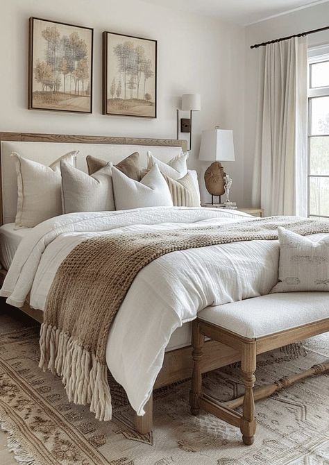 30 Best Minimalist Bedroom Design Ideas You'll Love 91 30 Best Minimalist Bedroom Design Ideas You'll Love Serene Neutral Bedroom, Timeless Bedroom Decor, Neutral Aesthetic Home, Cottage Guest Bedroom, Decoration Ideas Bedroom, Neutral Bedroom Design, Soothing Bedroom, Cozy Bedroom Ideas, Bedroom Decoration Ideas