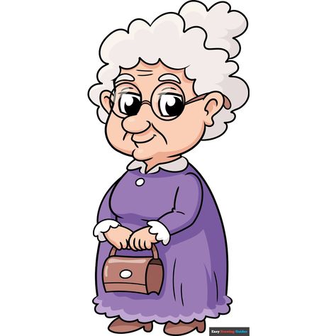 How to Draw a Cartoon Grandma Grandma Cartoon Drawing, Cute Grandma Drawing, Grandma Drawing, New Drawing Ideas, Family Tree Drawing, Cartoon Grandma, Easy Drawing Guides, Drawing Steps, Drawing Guides