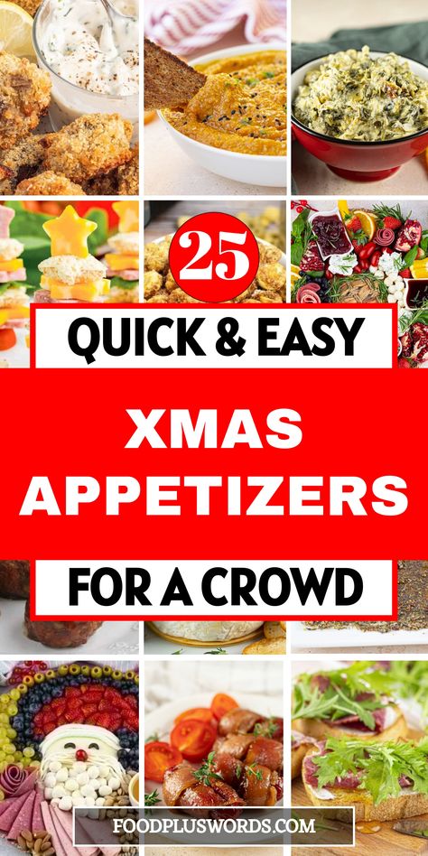 Impress your friends and family this holiday season with these fun and festive Xmas appetizers! These easy-to-make starters are perfect for any Christmas party. From quick and simple recipes to cute holiday-themed ideas, you'll find the perfect appetizer for your Xmas dinner. Whether you're looking for finger foods or party favorites, these Christmas appetizers will be a hit at your holiday gatherings. | Xmas Appetizers | Christmas Party Appetizer Ideas | Christmas Eve Appetizers Parties Food | Simple Christmas Eve Appetizers, Simple Christmas Appetizers For A Party, Christmas Starters Ideas Simple, Easy Xmas Appetizers, Quick Christmas Appetizers, Xmas Eve Appetizers, Christmas Eve Appetizers Parties Food, Simple Christmas Appetizers, Christmas Party Appetizer Ideas