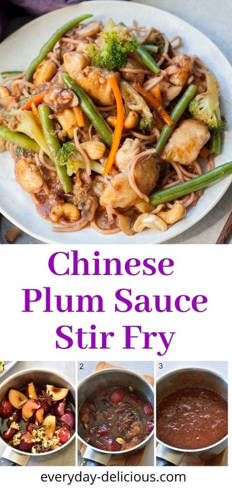 Plum Sauce Recipe Chinese, Plum Sauce Chicken, Asian Chicken Stir Fry, Plum Sauce Recipe, Crispy Veggies, Noodles With Chicken, Chicken With Vegetables, Chinese Pork, Pot Noodle