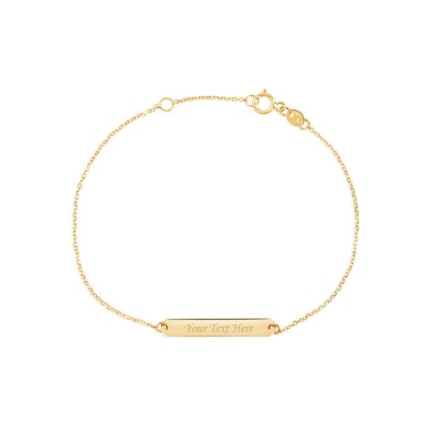 PRICES MAY VARY. MAKE IT PERSONAL - 14k yellow gold engravable personalized bar ID bracelet for women polished shiny on diamond cut cable chain italy 7" FINE QUALITY - MADE IN ITALY - 14k solid gold [ not plated ] Stamped to authenticate the fineness of the gold; Entirely made in Italy; Fine quality great for sensitive skin GIFT READY - Comes in beautiful branded UNICORNJ giftbox; Makes a fantastic gift presentation Excellent gift idea - Certificate of Authenticity included so that the recipient Gift Presentation, Bar Pendant Necklace, Id Bracelets, Bar Pendant, Girls Jewelry, Fantastic Gifts, Diamond Cut, Cable Chain, Spring Rings