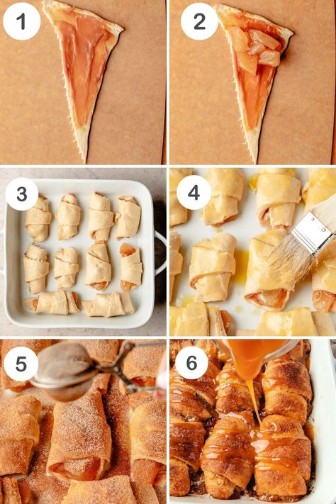 Caramel Apple Crescent Rolls (Mini Pies!) | Healthy Little Peach Mini Croissant Apple Pies, Crescent Roll Hand Pies, Apple Cresent Rolls, Cheese Apple Pie, Cinnamon Sugar Crescent Rolls, Apple Crescent, Apple Crescent Rolls, Apple Pie Crescents, Healthy Little Peach