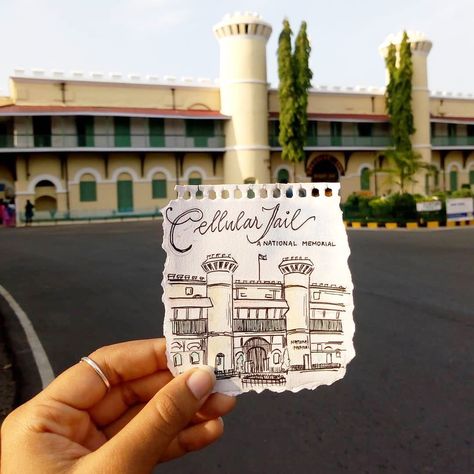 Not every day that you find posts like this! What a talent @kirthikarajendran_ is! The Cellular Jail, also known as Kala Pani was a colonial prison back in the day and has been captured by her so beautifully! Swipe to see Ross Island and Wandoor beach!. Cellular Jail, Ross Island, Amazing Art Painting, Back In The Day, Art Sketchbook, Great Britain, Amazing Art, Sketch Book, Every Day