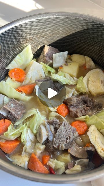 krizkitch on Instagram: "Nilagang Baka (Beef Soup)

Beef nilaga is a traditional stew that reflects the simple yet hearty cooking style of the Philippines. “Nilaga” means “boiled” in Tagalog, and the dish consists of beef simmered with vegetables like potatoes, carrots, cabbage, and green beans. Its origins trace back to Spanish colonial influence in the Philippines, when local ingredients were combined with European methods of stewing meat. Over time, Filipino families adapted the recipe to include native flavors like fish sauce and local vegetables. Nilaga is often enjoyed as a comforting meal during cool or rainy days, served with steamed rice.

Ingredients:
	•	2 lbs beef neck bones and short ribs (bone-in)
	•	2-3 golden potatoes, cut into chunks
	•	2 medium carrots, sliced into rounds Beef Nilaga, Golden Potatoes, Soup Beef, Rib Bones, Neck Bones, Potatoes Carrots, Rice Ingredients, Stew Meat, Beef Soup