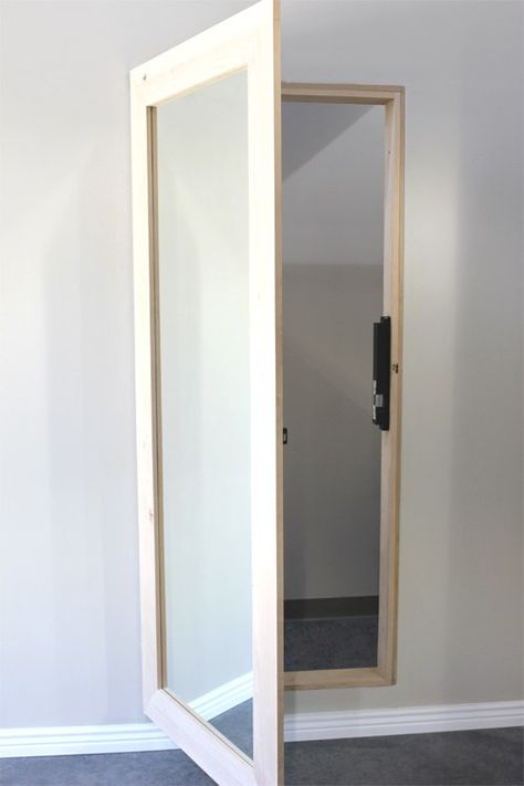 Hidden Room Ideas, Hidden Mirror Door, Dold Dörr, Secret Room Doors, Hidden Doors In Walls, Hidden Door Bookcase, Hidden Mirror, Hidden Closet, Hidden Room