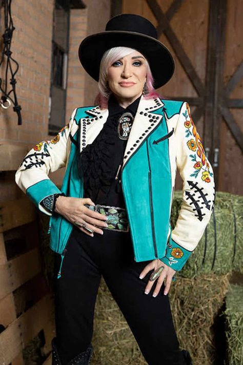 Tanya Tucker For Double D Ranch - COWGIRL Magazine Old Country Music, Tanya Tucker, Cowgirl Magazine, Double D Ranch, Ranch Wear, Western Women, Cowgirl Chic, Western Chic, Leather Biker Jacket