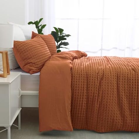 Orange Duvet Cover, Unique Duvet Covers, Waffle Quilt, Boho Duvet, Bohemian Bedding, Superking Bed, Bed Dimensions, Quilted Duvet, Comforter Cover