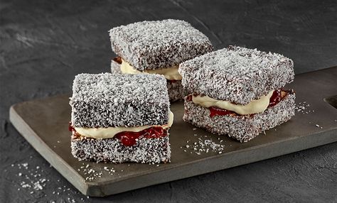 A traditional Aussie favourite! Lamington Cake Recipe, Lamingtons Recipe, Australian Recipes, Orange Twist, Australian Food, Vegetable Drinks, Healthy Eating Tips, Cake Creations, Homemade Cakes