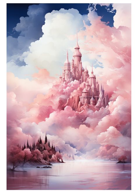 Fantasy Cloud Kingdom, Cloud World Concept Art, Fantasy Cloud City, Fantasy Sky City, Castle In Clouds, Fantasy Clouds, City In The Clouds, Cloud World, Cloud Castle