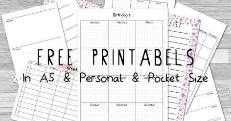 Filofax | Free Printables | Colorfulblackrose | Printable Planner by  Karin Nieves Filofax Printables Free, Pocket Planner Inserts, Filofax Printables, Blog Planner Printable, Free Planner Inserts, Free Planner Printables, Aesthetic Stationary, A5 Planner Printables, Personal Planner Inserts