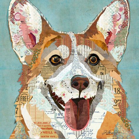 Corgi Portrait, Portrait Collage, Art Du Collage, Images Vintage, Stupell Industries, Printing Company, Vintage Ephemera, Digital Scrapbook, Vintage Images