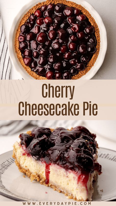 This Cherry Cream Cheese Pie is a lovely make-ahead dessert that features a crunchy sweet crumb crust,  a smooth and velvety cream cheese filling, and a homemade cherry topping. Easy Cherry Cheesecake, Cherry Cheesecake Pie, Cherry Cream Cheese Pie, Cherry Cream Cheese, Cherry Cheesecake Recipe, Cherry Hand Pies, Homemade Cherry Pies, Cherry Topping, Homemade Graham Cracker Crust