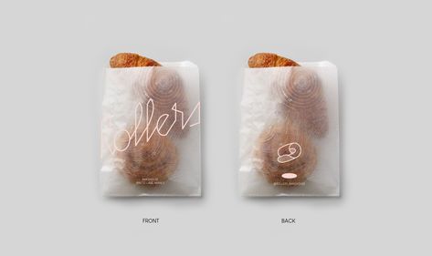 Rollers Bakehouse, Packaging Aesthetic, Package Food, Baked Pastries, Brand Merchandise, Roller Door, Bakery Bags, Bread Packaging, Coffee Shop Branding