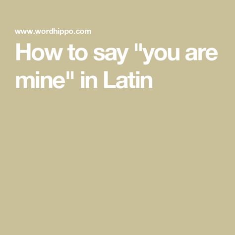 How to say "you are mine" in Latin Nouns Verbs Adjectives Adverbs, You Are Handsome, Latin Culture, Find Name, You Are My Soul, Nouns Verbs Adjectives, Latin Phrases, Nouns And Verbs, Synonyms And Antonyms