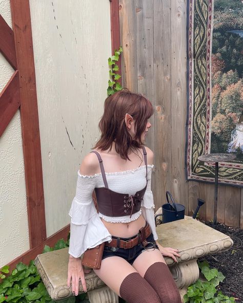 ash goes to ren faire - - - - - - - #renfaire #renissancefestival #elfgirl #elfcosplay #cosplay #cosplayergirl #egirl Ren Faire Elf, Renfaire Outfit, Outfit Themes, Elf Cosplay, Ren Fair, Form Art, Star Wars Pictures, Edgy Outfits, Amelie