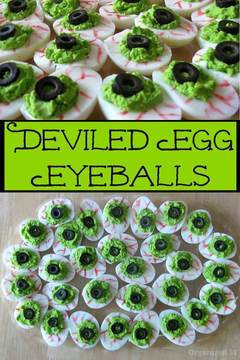 Halloween Eggs, Halloween Deviled Eggs, Halloween Potluck, Halloween Finger Foods, Halloween Food Appetizers, Healthy Halloween Snacks, Halloween Party Snacks, Fun Halloween Food, Easy Halloween Food