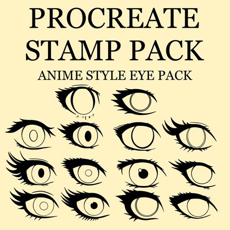 14 unique Procreate anime eye stamps to create expressive anime eyes. #procreate #anime #eyes . #Anime_Eyes_Male #Procreate_Brushes_Anime #Procreate_Anime #Manga_Eyes Procreate Brushes Download, Regard Animal, Manga Eyes, Procreate Brushes Free, Unique Stamps, Eye Brushes, Procreate App, Basic Shapes, Eye Design