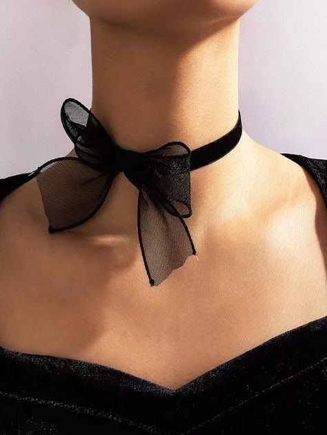 Negro  Collar  Poliéster   Embellished Black Lace Choker Necklace, Bow Choker, Black Lace Choker, Lace Choker Necklace, Velvet Choker Necklaces, Leather Choker Necklace, Cheap Necklaces, Black Choker Necklace, Womens Chokers