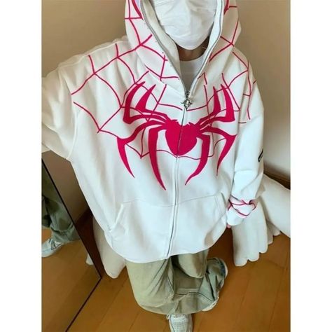 ⋆.˚✮ Spiderman Jacket✮˚.⋆ Price- 1499 + international shipping Takes 4-9 weeks to deliver Shop from link in bio!!! Dm only for queries . . . #sanrio #lamp #moonlamp #aesthetic #roomdecor #moon #PlushieLove #hellokitty #PlushieLove Spiderman Hoodie, Spider Hoodie, Hip Hop Sweatshirts, Cool Girl Style, Sweatshirt Zipper, Loose Outfit, Embroidered Hoodie, Embroidered Jacket, Jacket Outfits