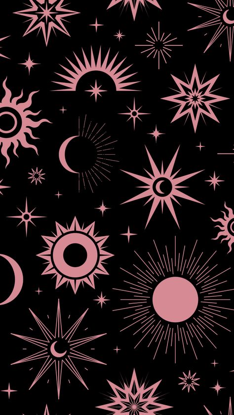 Boho Wallpaper Iphone Bohemian Backgrounds, Pink Celestial Wallpaper, Artsy Wallpapers Iphone, Moon And Star Wallpaper, Egirl Wallpaper, Celestial Wallpaper, Moon And Stars Wallpaper, Pink And Black Wallpaper, Wallpaper Iphone Boho