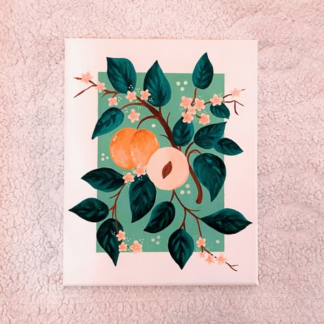 Aesthetic acrylic peach painting! Peach Painting, Peach Paint, People Aesthetic, Moonlight Painting, Peach Art, Posca Art, Paint Nite, Watercolor Projects, Gouache Art