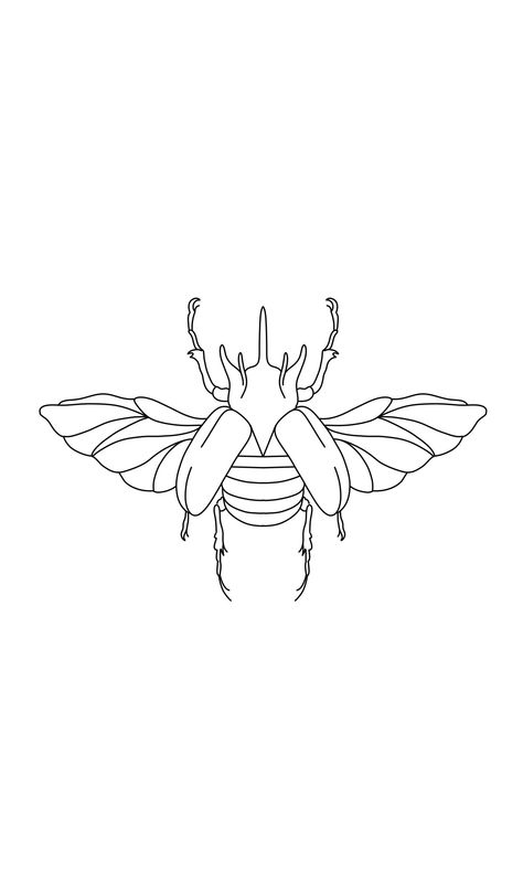 Line Work Bug Tattoo, Sunflower Tattoo Sketch Simple, Beetle Bug Drawing, Beetle Tattoo Design Simple, Insect Line Drawing, Bug Line Tattoo, Bug Tattoo Outline, Beetle Drawing Tattoo, Insect Tattoo Stencil