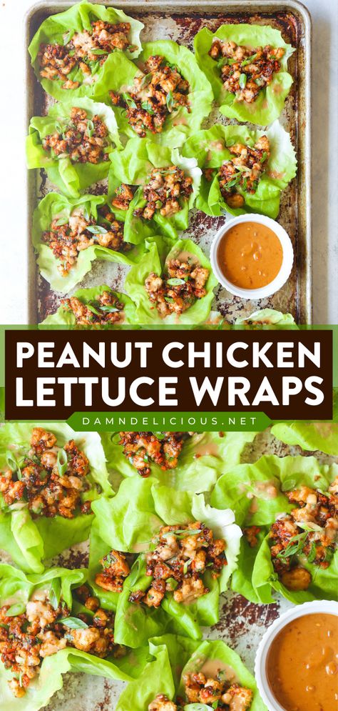 This low-carb recipe lets you have an easy chicken dish in just 25 minutes! Paired with veggies and topped with peanut sauce, these ground chicken lettuce wraps are a hearty, filling Asian food. Try this homemade dinner recipe! Easy Peanut Chicken, Asian Chicken Lettuce Wraps, Chicken Lettuce Wraps Recipe, Healthier Meals, Poultry Dishes, Cookie Rookie, Lettuce Wrap Recipes, Boiled Egg Diet Plan, Chicken Easy