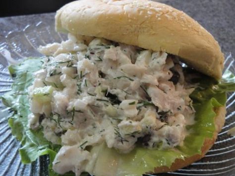 Loaves And Fishes Fish Salad Recipe - Food.com - 377252 White Fish Salad, Fish Salad Recipe, Loaves And Fishes, Fish Store, Specialty Food Store, Red Onion Relish, Fish Feed, Fish Sandwich, Fish Salad