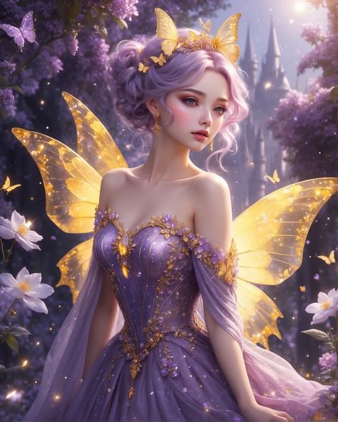 ✨ARTCEMBER 2023 CHALLENGE ✨ Here is my submission to@teamlightoffical #artcember2023 Day 10- purple and yellow Enter the world of magic… | Instagram Fairytale Creatures, Enchanted Princess, Fairy Photoshoot, Dream Fantasy, Beautiful Fairy, Fantasy Princess, Fairy Pictures, Fairy Artwork, Fairy Aesthetic