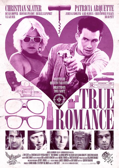 True Romance (1993) [1241 x 1755] Romantic Poster Design, Romantic Poster, Love Graphic Design, Romance Movie Poster, Indie Movie Posters, Tony Scott, Poster Club, Christian Slater, Film Poster Design