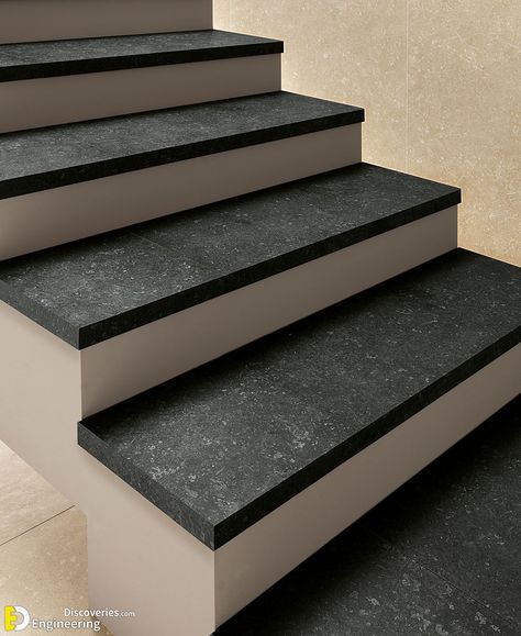 Home Stairs Design Modern Granite, Staircase Tiles Design Modern, Parking Tiles Design Indian, Tiles For Living Room Floor Indian, Parking Tiles Design, Luxury Marble Flooring, Stairs Tiles Design, Granite Stairs, Wooden Staircase Design