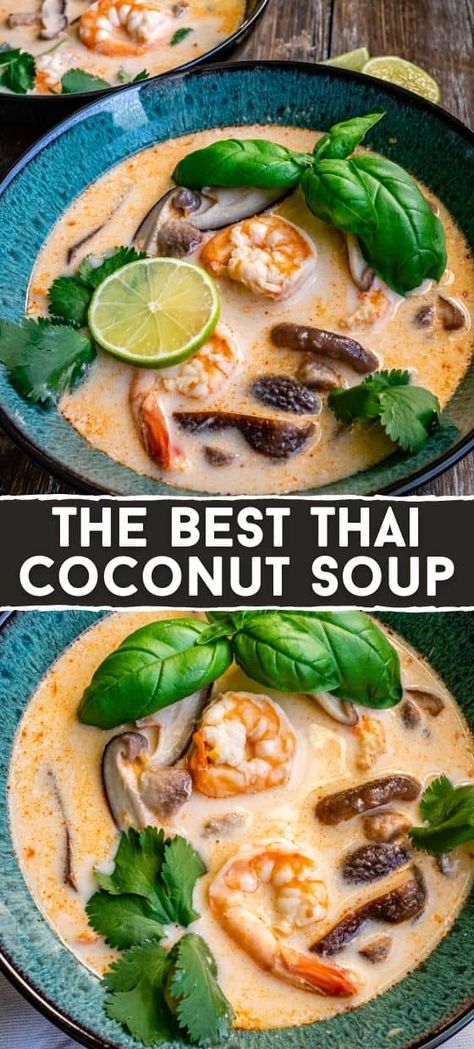 Best Ever 'Thai Coconut Soup' Thai Soup Recipes, Shrimp Coconut, Coconut Soup Recipes, Asian Soup Recipes, Thai Coconut Soup, Coconut Curry Soup, Thai Soup, Shrimp Soup, Coconut Soup