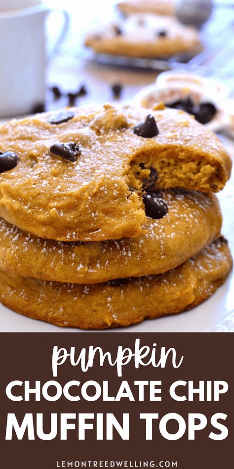 Pumpkin Muffin Tops Recipe, Pumpkin Chocolate Chip Muffin Tops, Chocolate Chip Muffin Tops Recipe, Pumpkin Muffin Tops, Chocolate Chip Muffin Tops, Muffin Top Recipes, Muffin Top Pan, Chocolate Chip Muffin, Lemon Dessert