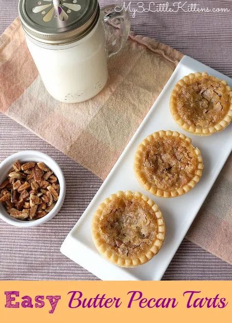 Pecan Tarts Recipe Easy, Butter Pecan Tarts, Pecan Tarts Recipe, Easy Tart Recipes, Pecan Tarts, Easy Butter, Butter Tarts, Pastry Tart, Pecan Recipes