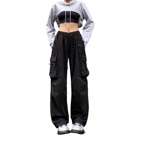 PRICES MAY VARY. Cargo pants women are made of full cotton, the fabric is soft, breathable and skin-friendly, both trendy and comfortable. Y2k pants features multi-pocket, elastic waist with drawstring and solid color. The combination of Harajuku style and y2k style parachute pants makes you instantly attract attention. Cargo pants women baggy y2k suitable for spring, summer, autumn and winter can be easy-matching with vest, tank top, crop top, tee-shirt, hoodie, sweatshirt, or jacket you like. Cargo Pants Women Baggy, Baggy Y2k, Pants Y2k, Y2k Pants, Baggy Cargo Pants, Women Cargo Pants, Cargo Pants Outfit, Baggy Clothes, Harajuku Streetwear