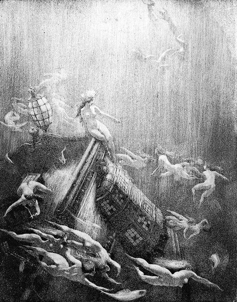 Norman Lindsay - Galleon's End Norman Alfred Williams Lindsay, Norman Lindsay, Australian Artists, Underwater World, Etching, Printmaking, Fantasy Art, Concept Art, Original Art