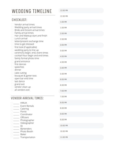 How to create the Perfect Wedding Timeline | Timeline Template & Example Wedding Coordinator Duties, Wedding Coordinator Checklist, Wedding Day Timeline Template, Wedding Agenda, Reception Timeline, Wedding Checklist Timeline, Wedding Reception Timeline, Wedding Day Itinerary, Wedding Planner Checklist