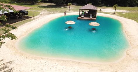 Want a beach in your backyard? This man can make your dreams come true Beach In Backyard, Man Made Beach, Natural Swimming Ponds, Strand Pool, Backyard Beach, Swimming Pond, Natural Swimming Pools, Piscina Natural, Pool Construction