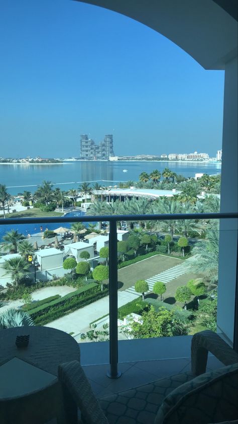 #dubai #beach #thepalmdubai Dubai Balcony View, Dubai Apartment, The Palm Dubai, Dubai Beach, House With Balcony, Apartment View, Dubai Aesthetic, Bedroom Views, Cartoon Boy