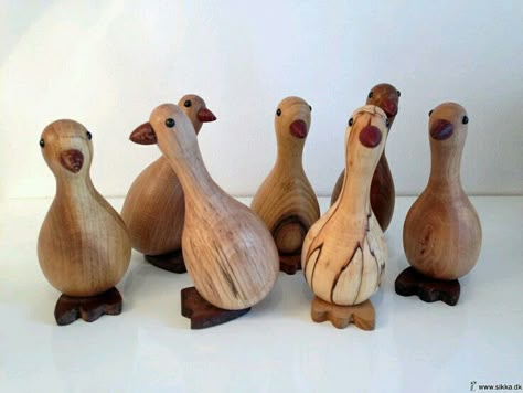 Ducks Tre Kunst, Woodturning Art, Wood Turning Lathe, Lathe Projects, Wood Turner, Wood Animal, Diy Holz, Wood Turning Projects, Wood Bird